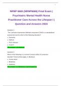 NRNP 6665 (NRNP6666) Final Exam | Psychiatric Mental Health Nurse Practitioner Care Across the Lifespan I | Question and Answers 2024