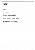 ocr GCSE Computer Science Paper 1 Mark Scheme June2024 J277/01: Computer systems