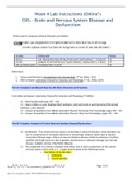 BIOS252 Week 4 Lab: CNS – Brain and Nervous System Disease and Dysfunction Part A: Lab Manual Exercises 20: Brain Structure and Function Part B: Analysis of Central Nervous System Disease/Dysfunction BIOS_252 Week 4 Discussion Question BIOS 252 Midterm Ex