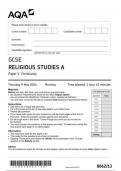 AQA GCSE Religious Studies 8062 13 question paper ReligiousStudies  9May 2024