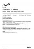 AQA GCSE Religious Studies 8062 2B question paper ReligiousStudies  16May 2024