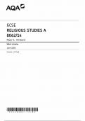 AQA GCSE RELIGIOUS STUDIES MARK SCHEME PAPER 1 2024 (8062/14:Hinduism)