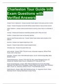 Charleston Tour Guide Info Exam Questions with Verified Answers 