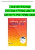 Test Bank for Clinical Guidelines in Primary Care, 4th Edition by FAANP Amelie Hollier