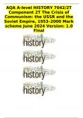 AQA A-level HISTORY 7042/2T Component 2T The Crisis of Communism: the USSR and the Soviet Empire, 1953–2000 Mark scheme June 2024 Version: 1.0 Final