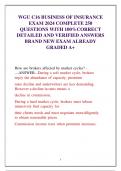 WGU C16 BUSINESS OF INSURANCE EXAM 2024 COMPLETE 250  QUESTIONS WITH 100%CORRECT  DETAILED AND VERIFIED ANSWERS  BRAND NEW EXAM ALREADY GRADED A+