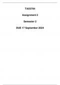 TAX3704 Assignment 2 Semester 2 (Detailed Answers) Due 17 September 2024