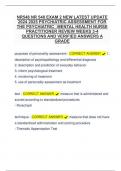 NR548 NR 548 EXAM 2 NEW LATEST UPDATE  2024 2025 PSYCHIATRIC ASSESSMENT FOR  THE PSYCHIATRICMENTAL HEALTH NURSE  PRACTITIONER REVIEW WEEKS 3-4  QUESTIONS AND VERIFIED ANSWERS A  GRADE