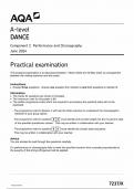 AQA A-LEVEL DANCE QUESTION PAPER 2024,7237/X (Component 1;Performance and Choreography) Practical Examination