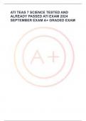 ATI TEAS 7 SCIENCE TESTED AND ALREADY PASSED ATI EXAM 2024 SEPTEMBER EXAM A+ GRADED EXAM