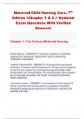 Maternal Child Nursing Care, 7th  Edition <Chapter 1 & 2 > Updated  Exam Questions With Verified  Answers 