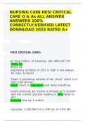 NURSING C488 HESI CRITICAL CARE Q & As ALL ANSWER ANSWERS 100- CORRECTLY VERIFIED LATEST DOWNLOAD 2023 RATED A+.