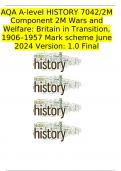 AQA A-level HISTORY 7042/2M Component 2M Wars and Welfare: Britain in Transition, 1906–1957 Mark scheme June 2024 Version: 1.0 Final 