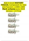 AQA A-level HISTORY 7042/2L Component 2L Italy and Fascism, c1900–1945 Mark scheme June 2024 Version: 1.0 Final 