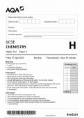 AQA GCSE CHEMISTRY HIGHER TIER PAPER 1 2024 (8462/1H)