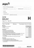 AQA GCSE BIOLOGY HIGHER TIER PAPER 2H 2024 (8461/2H)