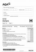 AQA GCSE PHYSICS HIGHER TIER PAPER 1H 2024 (8463/1H)