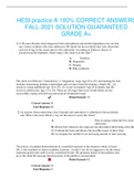 HESI practice A 100% CORRECT ANSWERS FALL-2021 SOLUTION GUARANTEED GRADE A+