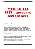 MTTC LD 114 TEST – questions and answers