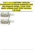 AQA A-level HISTORY 7042/2A Component 2A Royal Authority and the Angevin Kings, 1154–1216 Mark scheme June 2024 Version: 1.0 Final