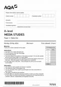 AQA A LEVEL MEDIA STUDIES PAPER 1 QUESTION PAPER 2024 (7572/1 :Media One )