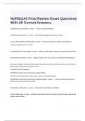  NURS1140 Final Review Exam Questions With All Correct Answers.