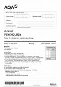 AQA A LEVEL PSYCHOLOGY PAPER 1 QUESTION PAPER 2024 (7182/1 :Introductory Topics in Psychology )