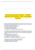   Sample Test Questions ANCC – PMHNP Questions And Answers 100% Guaranteed Success.