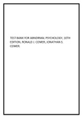 Test Bank for Abnormal Psychology, 10th Edition, Ronald J. Comer, Jonathan S. Comer inclusive every Chapters Essay.