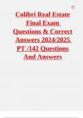  Colibri Real Estate Final Exam Questions & Correct Answers (2024/2025) 142 Questions And Answers