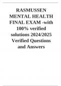 MENTAL HEALTH FINAL EXAM -with 100- verified solutions 2024/2025- RASMUSSEN 