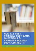 HCS 212 TEST #4/FINAL TEST BANK QUESTIONS & ANSWERS SOLVED 100% CORRECT!!