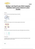 Biology Lab Final Exam With Complete Solutions And Correct Answers Latest Version