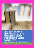 LES 305 EXAM 1 CHAPTERS 1, 3, 4 PRACTICE EXAM QUESTIONS WITH COMPLETE SOLUTIONS, GRADED A+!!