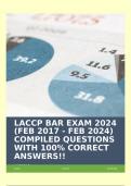 LACCP BAR EXAM 2024 (FEB 2017 - FEB 2024) COMPILED QUESTIONS WITH 100% CORRECT ANSWERS!!