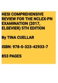 HESI COMPREHENSIVE REVIEW FOR THE NCLEX-PN EXAMINATION (2017, ELSEVIER) 5TH EDITION By TINA CUELLAR