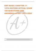 EMT BASIC CHAPTER 11  14TH EDITION ACTUAL EXAM  100 QUESTIONS AND  ANSWERS LATEST 2023-2024