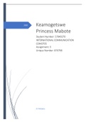 2020 Keamogetswe Princess Mabote Student Number: 57049270 INTERNATIONAL COMMUNICATION COM3705 Assignment: 3 Unique Number: 876798