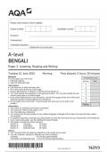 AQA Bengali 7637 paper 3 question paper Bengali A 11June 2024