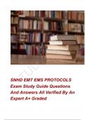 SNHD EMT EMS PROTOCOLS Exam Study Guide Questions And Answers All Verified By An Expert A+ Graded  