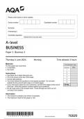 AQA Business 7132 paper 3 question paper Business A 6June 2024