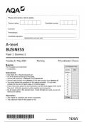 AQA Business 7132 paper 1 question paper Business A 14May 2024