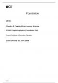 ocr GCSE Physics B Paper 2 Mark Scheme June2024J259/02: Depth in physics (Foundation Tier)