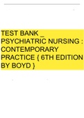 PSYCHIATRIC-MENTAL HEALTH NURSING 8TH EDITION VIDEBACK TEST BANK ISBN-13: 9781975116385