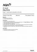 AQA A LEVEL POLITICS PAPER 1 QUESTION PAPER 2024 (7152/1 :Government and Politics of The UK)