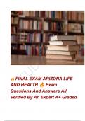  FINAL EXAM ARIZONA LIFE AND HEALTH  Exam Questions And Answers All Verified By An Expert A+ Graded 