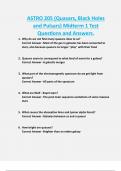 ASTRO 205 (Quasars, Black Holes  and Pulsars) Midterm 1 Test  Questions and Answers