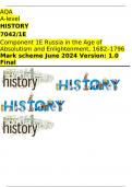 AQA  A-level HISTORY 7042/1E Component 1E Russia in the Age of Absolutism and Enlightenment, 1682–1796 Mark scheme June 2024 Version: 1.0 Final