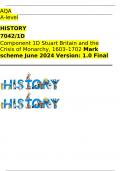  AQA  A-level HISTORY 7042/1D Component 1D Stuart Britain and the Crisis of Monarchy, 1603–1702 Mark scheme June 2024 Version: 1.0 Final