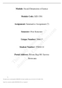 Module: Social Dimensions of Justice Module Code: SJD 1501 Assignment: Summative Assignment (7) Semester: First Semester Unique Number: 586617